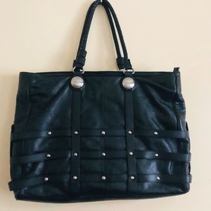 Via Spiga Black Studded Leather Tote